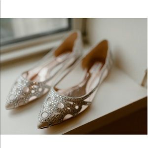 Badgley Mischka Embellished Pointed-Toe Flats